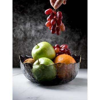 客廳水果盤北歐風格水晶玻璃果盤碗家用沙拉碗日式創意現代零食盤