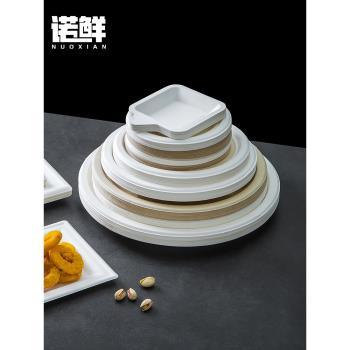 一次性餐盤盤子商用整箱紙盤環保可降解碟子裝菜燒烤正方形橢圓形
