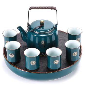 功夫茶具中式家用客廳陶瓷泡茶禮盒套裝輕奢年會禮品福字蓋碗茶壺