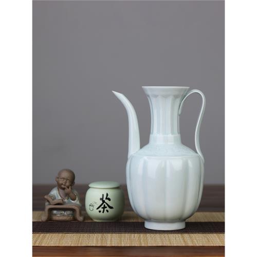 宋湖田影青手執壺茶酒壺宋代點茶茶百戲湯瓶提點斗茶比賽橋峰陶瓷|茶壺