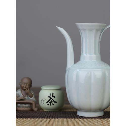 宋湖田影青手執壺茶酒壺宋代點茶茶百戲湯瓶提點斗茶比賽橋峰陶瓷|茶壺