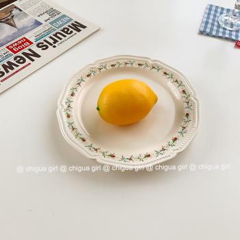 韓國ins藤條花邊浮雕餐盤郁金香盤法式少女陶瓷盤甜品盤水果盤子