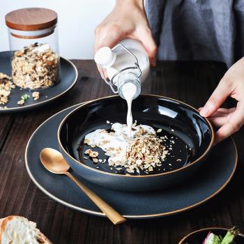 歐式風碗碟套裝陶瓷碗盤家用韓式網紅餐具日式磨砂飯碗菜盤碟面碗