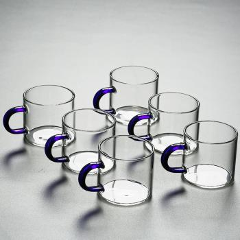 加厚耐熱透明帶把玻璃杯子功夫茶具小茶杯品茗花茶杯水杯小咖啡杯