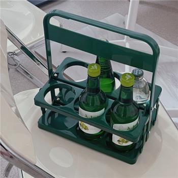 ins 酒水提籃加厚款塑料可折疊酒架啤酒籃便攜式瓶裝手提籃飲料籃