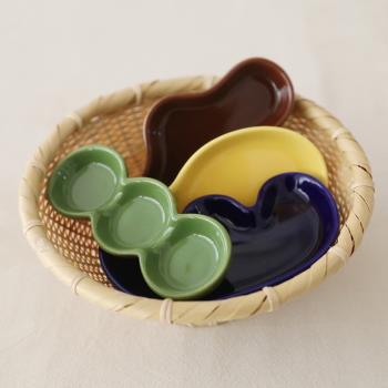 糯米瓷ins可愛不規則彩色醬皿調味碟蘸料碟泡菜盤筷子架陶瓷餐具