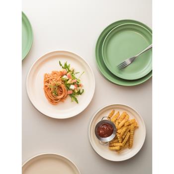 北歐啞光陶瓷西餐盤奶油風餐具家用菜盤平盤湯盤高顏值小清新盤子