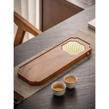 中式胡桃木茶托盤功夫茶具小茶臺家用小型瀝水茶盤辦公實木干泡盤