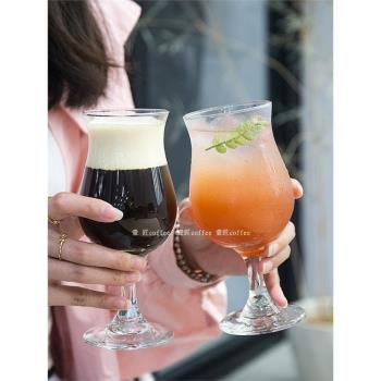 厚實耐高溫高腳玻璃果汁杯商用奶茶飲品杯耐熱專用生椰拿鐵咖啡杯
