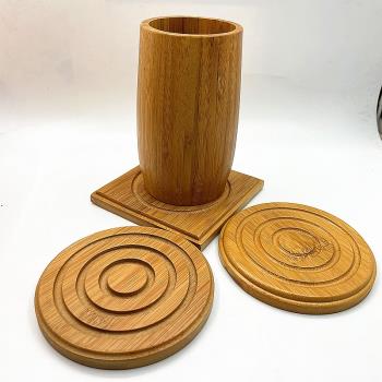 圓形方形杯墊家用木制杯墊隔熱墊碗墊直徑10CM