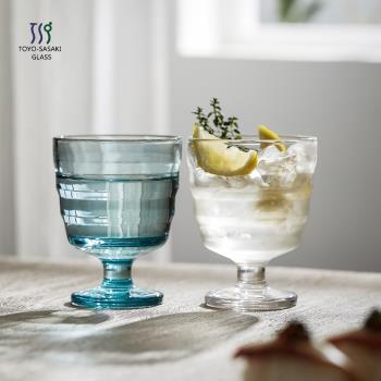 日本進口佐佐木彩色透明玻璃高腳杯日式簡約玻璃水杯飲料杯耐熱