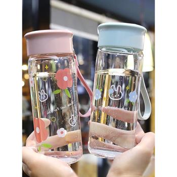 日本代購ZD玻璃水杯可愛清新少女耐熱透明杯子便攜學生日系隨手杯