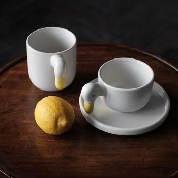 【SALE】Ceramic Japan 日本制 白色陶瓷鴨子茶杯咖啡馬克杯復古
