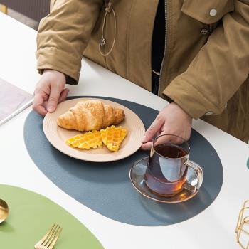日式早餐食品級不規則橢圓形防滑隔熱矽膠桌墊西餐一人食硅膠餐墊
