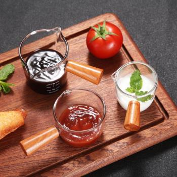 日式玻璃調味碟醬料碟商用家用帶柄蘸料碟創意調料番茄醬油醋碟