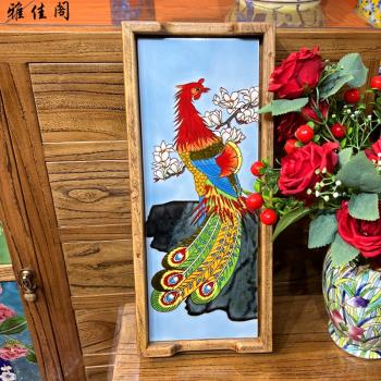 中國風禮物手繪瓷板畫茶具托盤茶盤創意客廳擺件裝飾掛畫收納盤