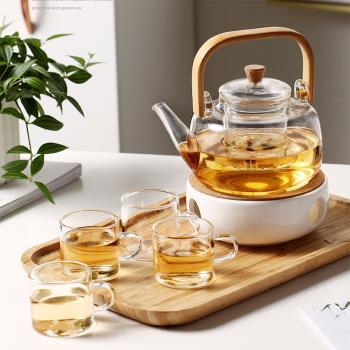 玻璃茶壺家用耐高溫過濾泡茶壺加厚竹把提梁電陶爐煮茶壺茶具套裝