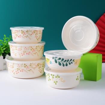 保鮮碗三件套泡面碗帶蓋飯盒密封碗冰箱圓形密胺保鮮盒方便面碗