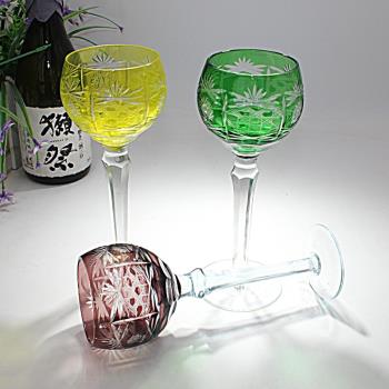 歐式水晶玻璃高腳杯葡萄酒杯紅酒杯手工雕刻江戶切子家用裝飾禮品
