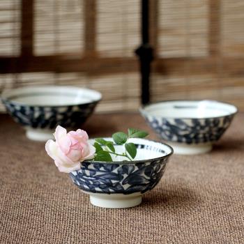 日本進口大碗古染唐草紋大面碗陶瓷餐具湯碗青花碗手繪日式飯碗