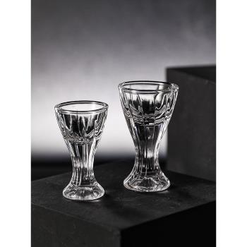 創意個性水晶玻璃2錢3錢10ml條紋小酒杯子豎紋高腳白酒杯套裝家用