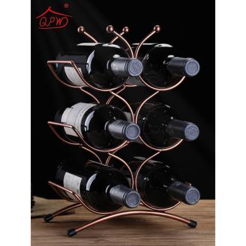 歐式紅酒架擺件簡約創意葡萄酒瓶架子酒柜裝飾品擺件酒瓶架家用