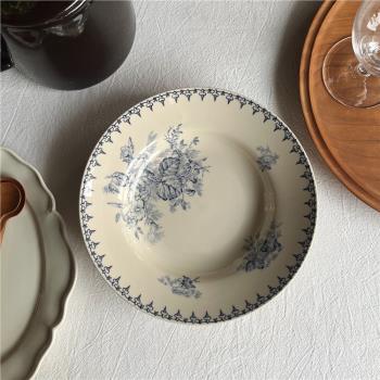 收集時光 Camus say藍凌霄西餐湯盤 中古復刻 陶瓷沙拉盤brunch盤