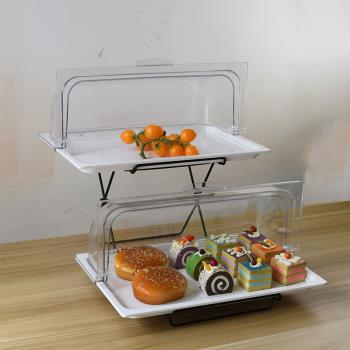 多層雙層折疊鐵藝架涼菜點心架食物面包甜品自助展示托盤蓋固定式