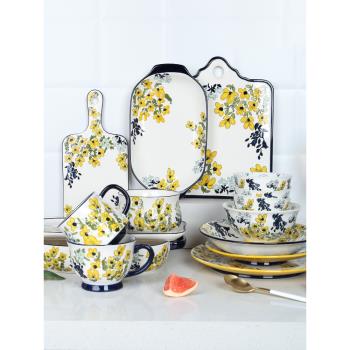 日式花繁系列烘焙餐具套裝烤盤手繪陶瓷拉面碗湯碗盤子陶瓷碗餐盤