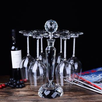 大號水晶紅酒旋轉杯架歐式高腳杯香檳杯懸掛葡萄酒杯架子創意禮物