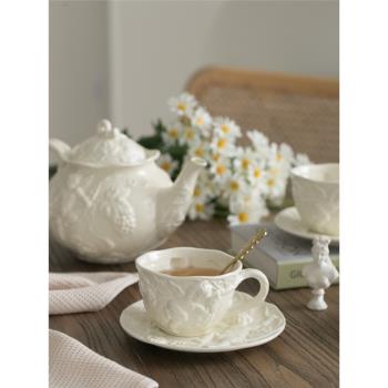 外單 法式 天使浮雕復古陶瓷茶壺 茶具下午茶咖啡杯碟歐式宮廷風