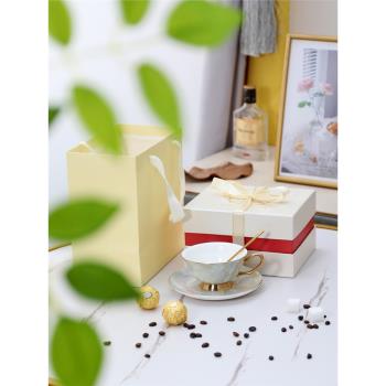 歐式骨瓷咖啡杯套裝陶瓷杯帶碟帶架英式下午茶茶杯結婚禮物禮盒裝