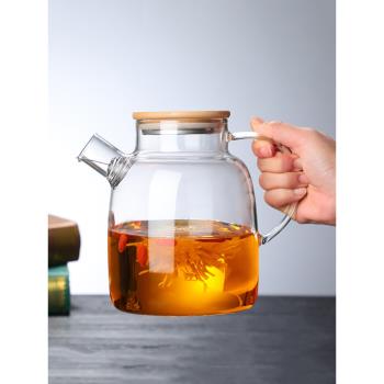 高硼硅水果茶壺大容量花茶壺花果玻璃水壺果茶壺茶具玻璃壺網紅