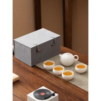 羊脂玉白瓷茶具套裝功夫茶杯家用客廳辦公室會客泡茶陶瓷西施茶壺