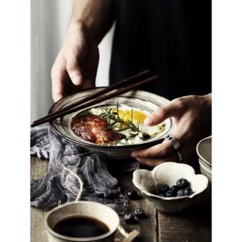 日式陶瓷碗好看的飯碗家用盤子ins創意北歐沙拉碗網紅餐具湯面碗