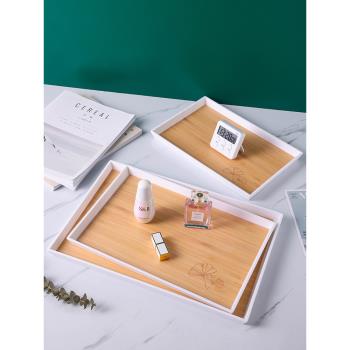 密胺茶托盤家用茶杯水杯子杯具客廳長方形水果盤子塑膠餐桌收納盤