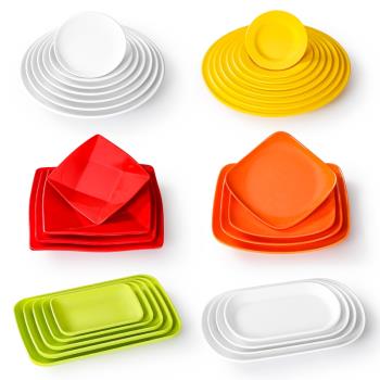 密胺餐具塑料蓋澆飯盤子仿瓷餐盤涼菜碟子火鍋菜盤商用快餐小吃盤