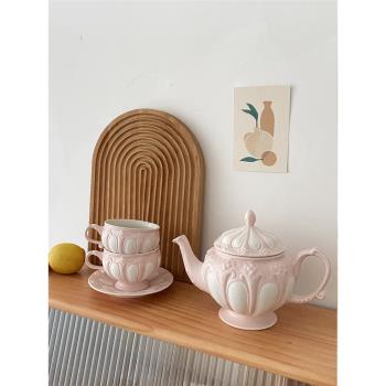 法式復古浮雕茶壺 下午茶 歐式陶瓷茶具 簡約咖啡杯骨瓷英式 家用