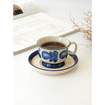 復古手繪釉下彩陶瓷芬蘭中古手作咖啡杯碟設計感小眾下午茶拿鐵杯