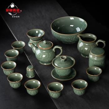 哥窯茶具套裝家用高檔辦公會客輕奢茶壺中式整套陶瓷茶杯功夫泡茶