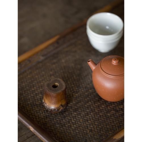 碌心老竹蓋置竹根茶壺蓋托竹制紫砂壺蓋茶碗蓋碗蓋置茶道配件|茶道/零配