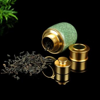 親韻青瓷茶具茶葉罐金屬迷你密封陶瓷茶罐便攜旅行小罐家用茶葉盒
