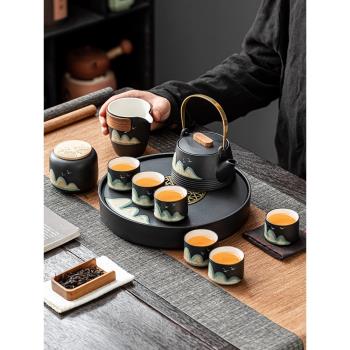 禪黑陶瓷功夫茶具禮品套裝家用簡約辦公室整套日式茶壺茶杯禮盒裝