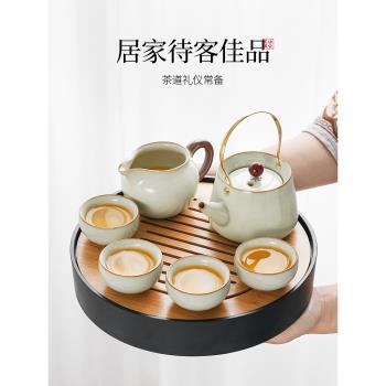 汝窯功夫茶具套裝2023新款全套家用日式輕奢高檔下午茶泡茶壺茶杯