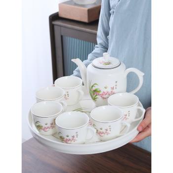 小清新陶瓷茶具整套家用中式現代簡約大號帶把手柄茶杯茶壺套裝