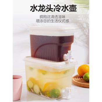 冷水壺帶龍頭家用放冰箱涼白開果汁果茶飲料大容量耐高溫涼水壺