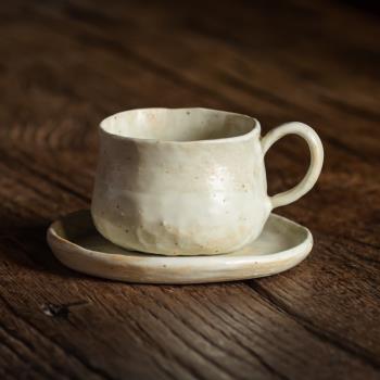 孤品手捏單耳茶杯濃縮咖啡杯主人杯復古粗陶窯變杯品茗杯手工單杯