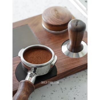 HACOFFEE意式咖啡手柄填壓平臺粉錘收納板胡桃木壓粉板 磕奶缸墊