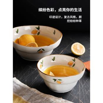 藍蓮花面碗日式碗吃面大碗網紅ins陶瓷餐具套裝檸檬家用湯碗飯碗