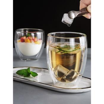 透明雙層玻璃杯家用高硼蛙果汁杯水杯加厚耐熱茶杯喝水杯子飲料杯
